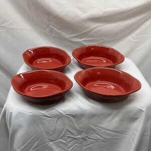 Rachael Ray Set of 4 Red Stoneware 12oz Ramekin Baking Dishwasher Microwave Safe
